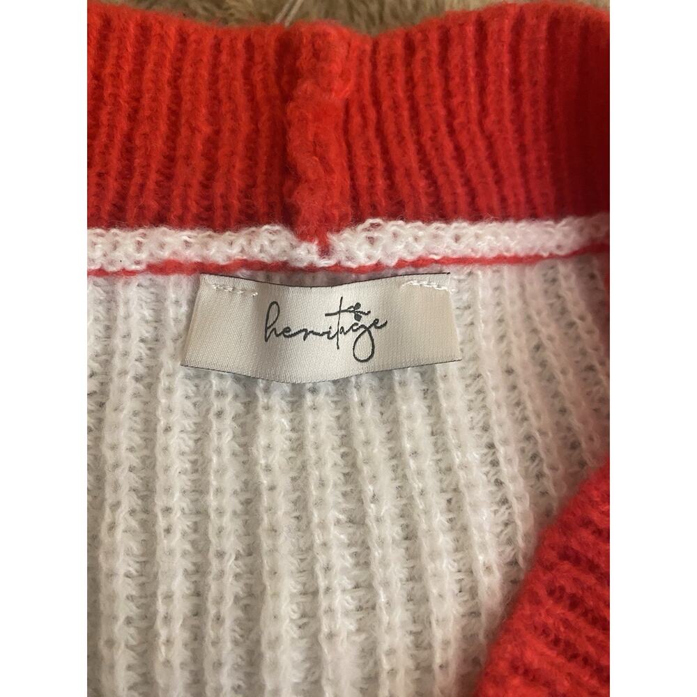Heritage Cardigan Sweater Womens M/L Strawberry Fruit Embroidered Red Cream - Picture 5 of 5